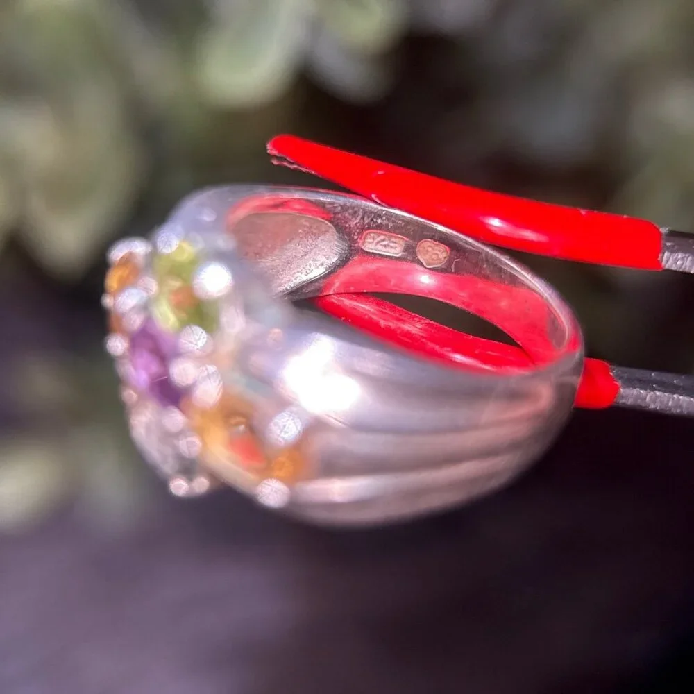 925 Silver 5-Multicolor‎ Stones Ring